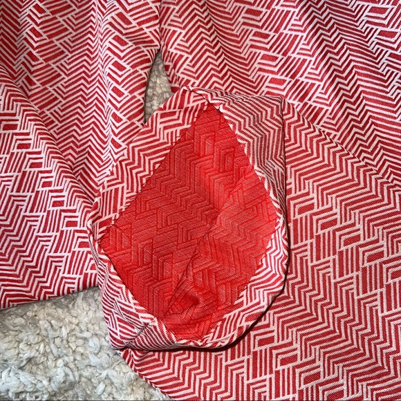 SOLD 1970s polyester red & white chevron high waist wide leg - Picture 8 of 10